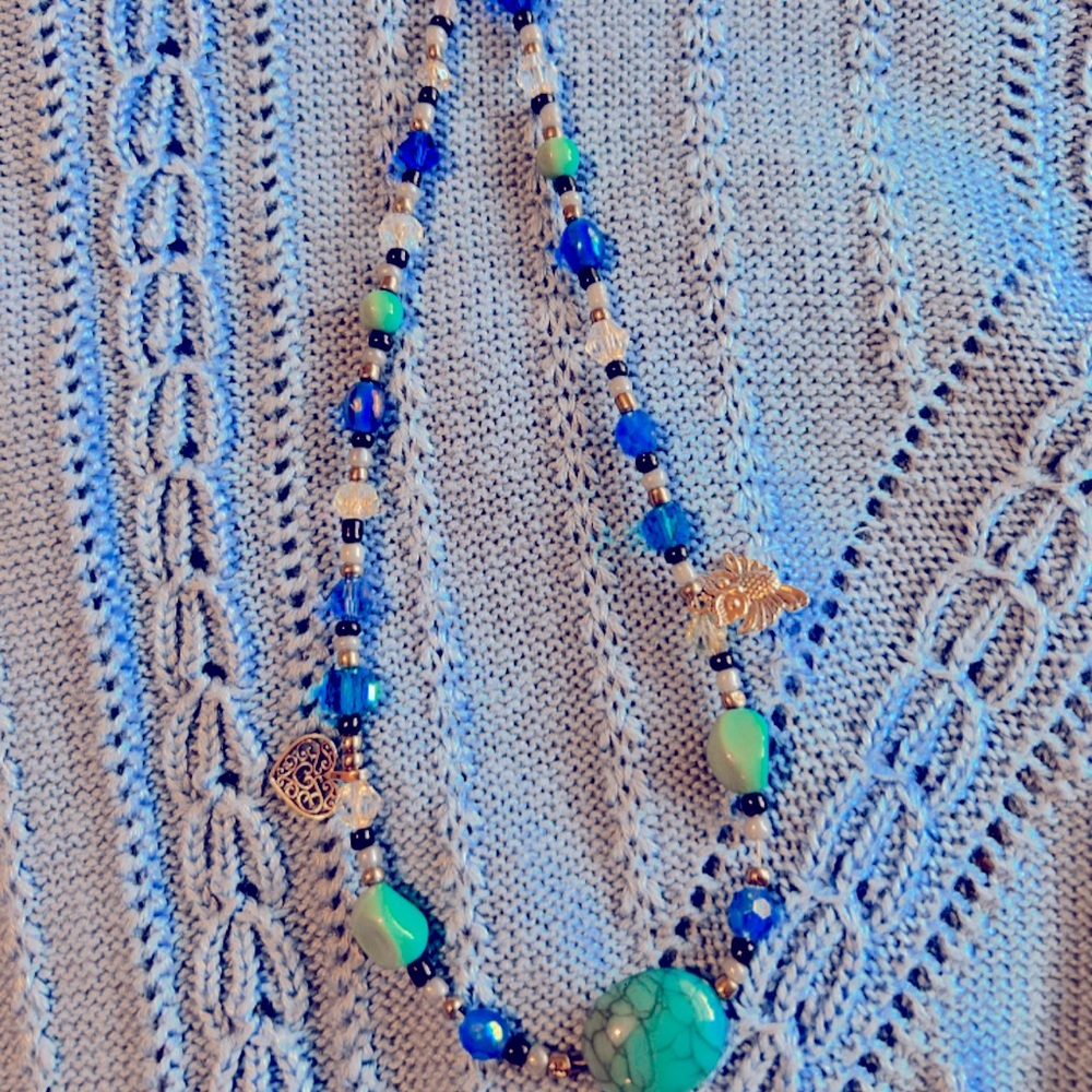 Blue and Green Beaded Necklace